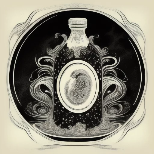 1869848359-Hand-drawing of swirls inside a vintage bottle. Graphic style. Black and white. Style japanese. Art nouveau frames.webp